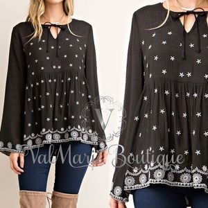 Long sleeve printed tunic blouse